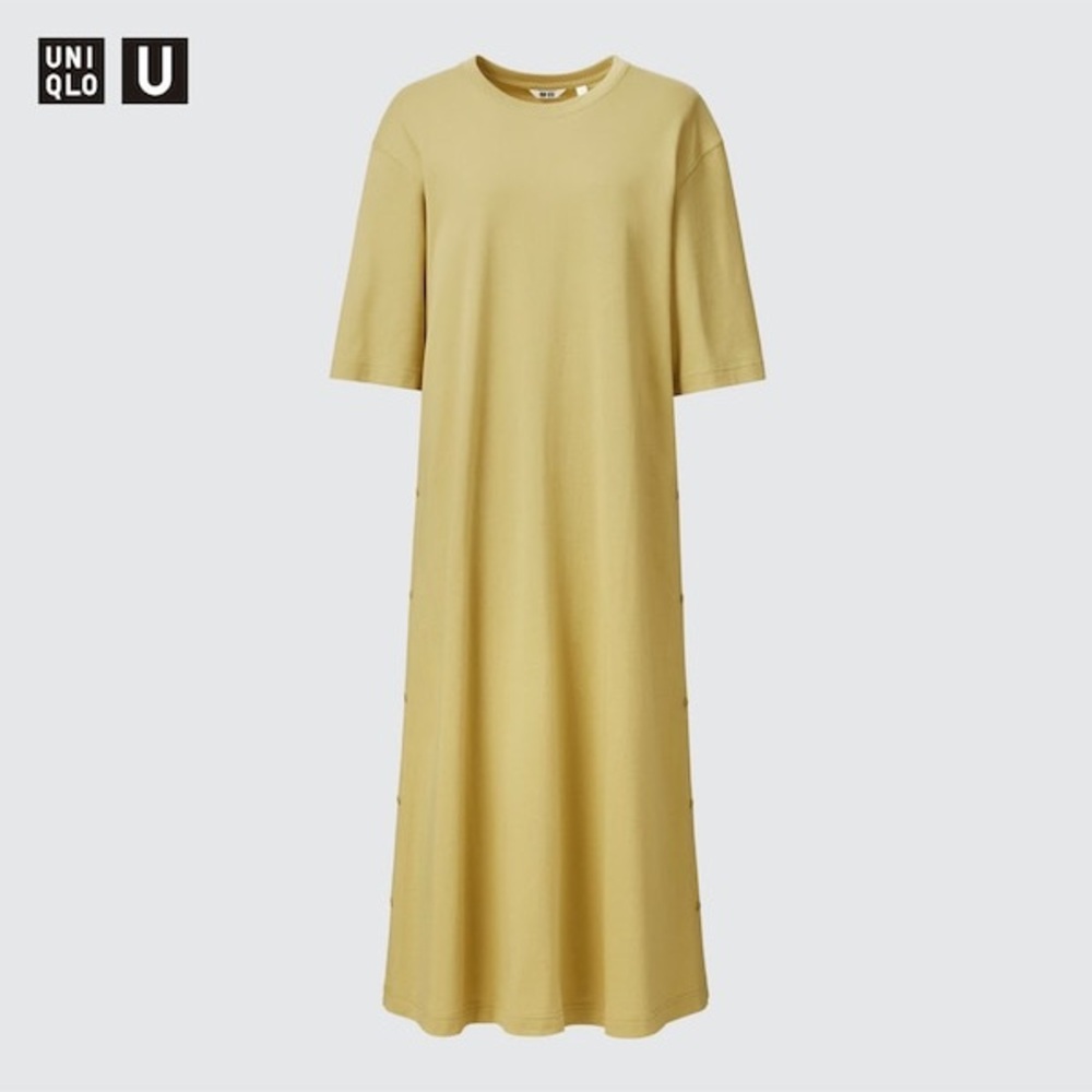 Uniqlo Crepe Cotton Loose Snapped T Dress